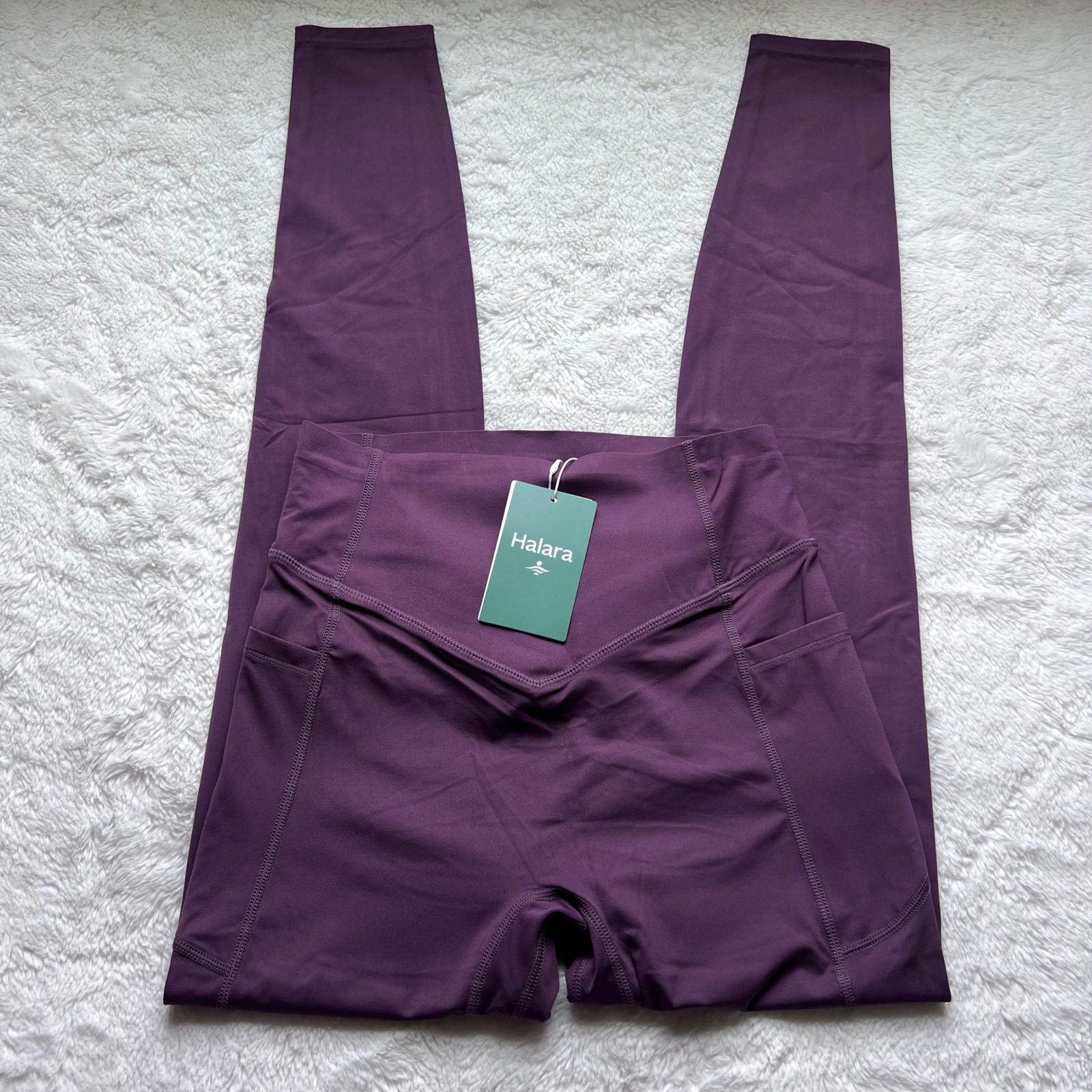 Halara Womens High Waisted Crossover Scrunched Leggings Purple Size Small Nwt